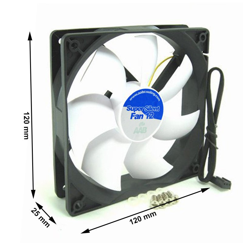 AABCOOLING Fan 12-120mm Ventilateur pour Boîtier PC Silencieux et Efficace  - Série Économique de AAB, 12V, Ventilation PC, 12cm, Ventilo PC, Fan PC