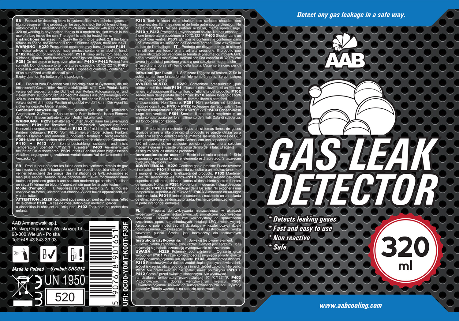 AAB GAS LEAK DETECTOR 320 ml